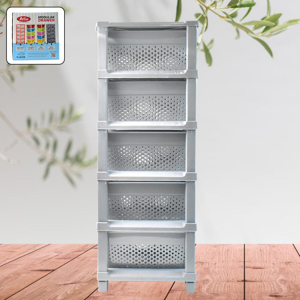 Multi-Purpose Anti-Slip 5 Layer Modular Drawer Storage System (68Ã—33 Cm)