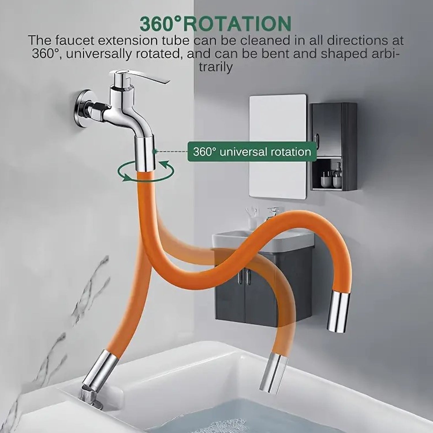 Flexible Water Tap Extender, 360Â° Bending Faucet Extension Tube with Connector (18cm)