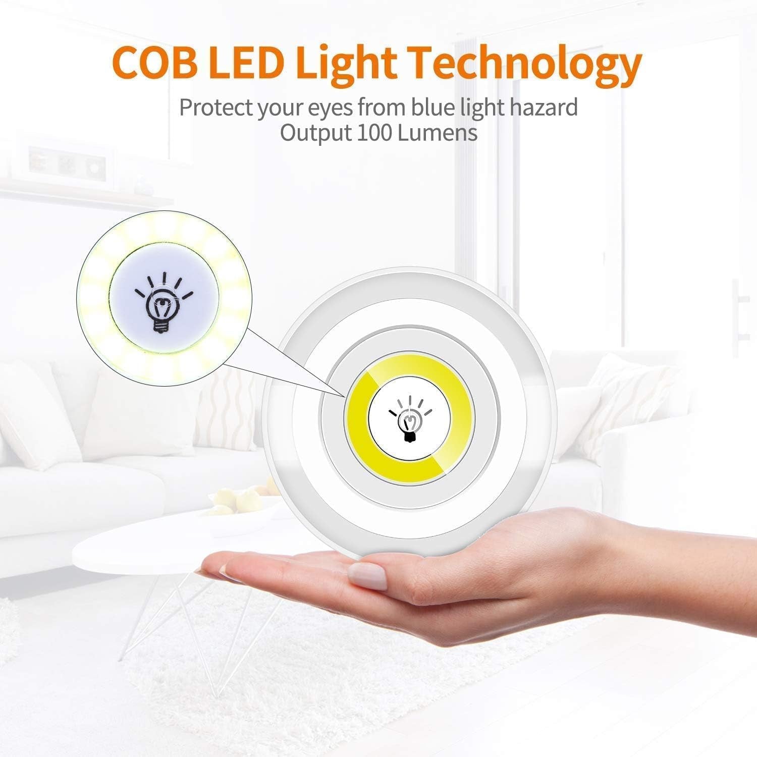 LED Light Under Closet Battery Powered Closet Wall Lamp with Remote, Set of 3