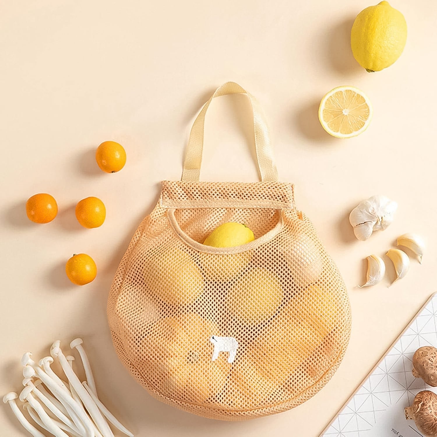 Reusable Mesh Grocery Bag with Handle (1 Pc)