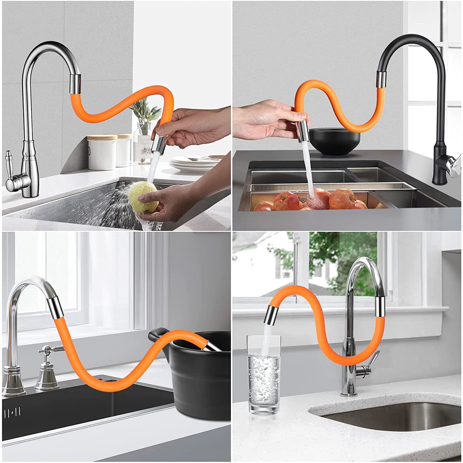 Flexible Water Tap Extender, 360Â° Bending Faucet Extension Tube with Connector (18cm)