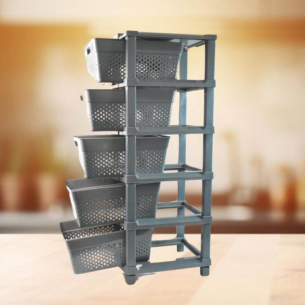 Multi-Purpose Anti-Slip 5 Layer Modular Drawer Storage System (68Ã—33 Cm)