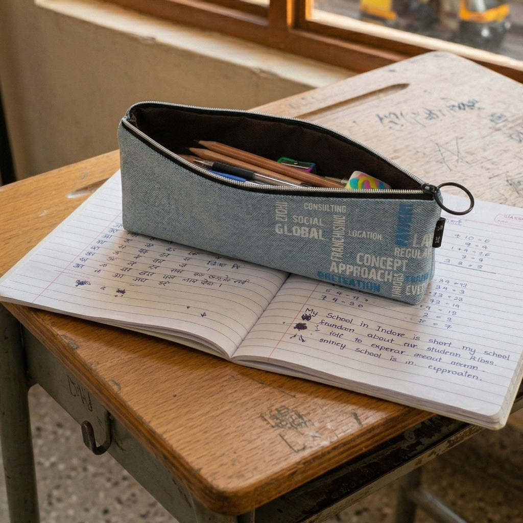 Stylish Fabric Zipper Pencil Pouch (1 Pc)
