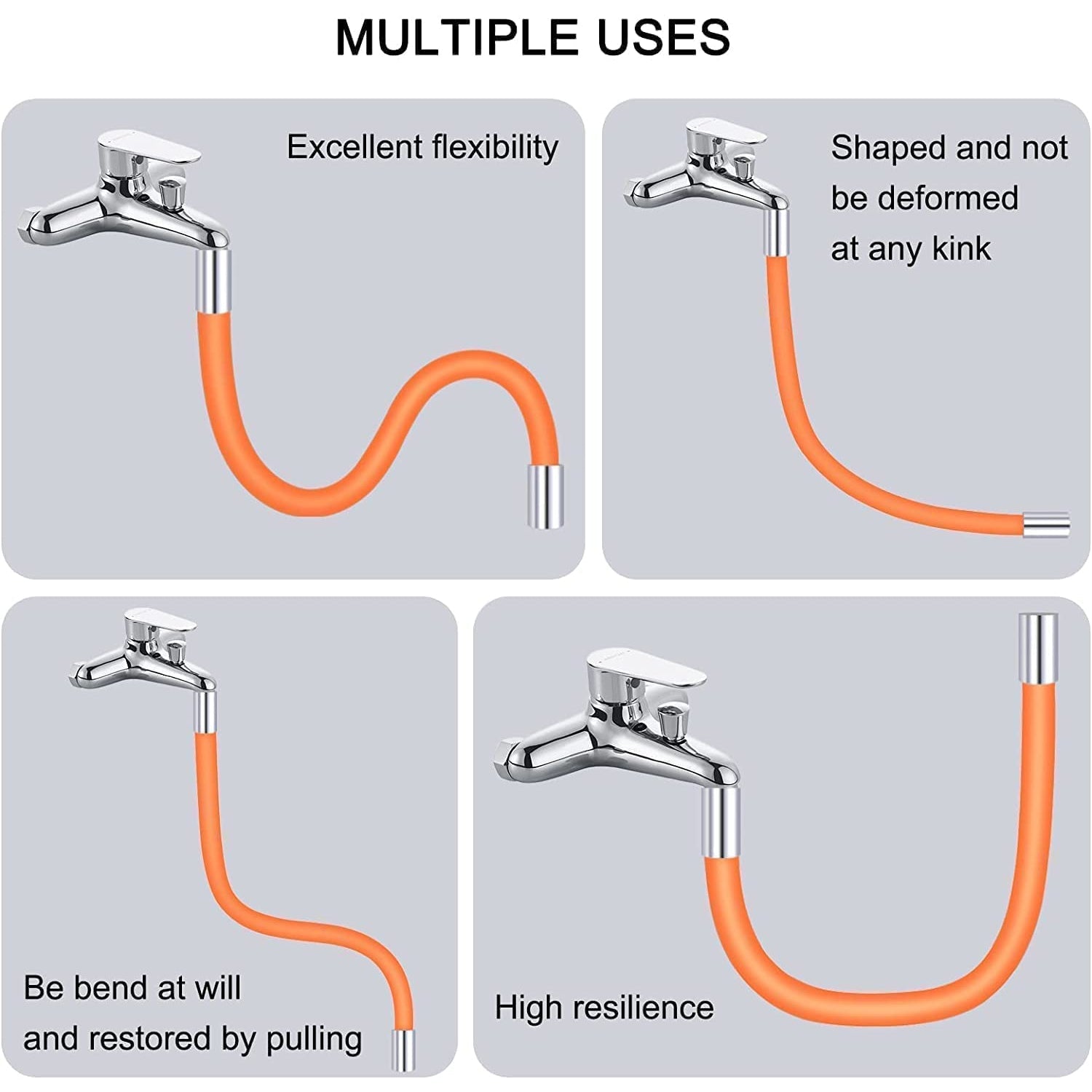 Flexible Water Tap Extender, 360Â° Bending Faucet Extension Tube with Connector (18cm)