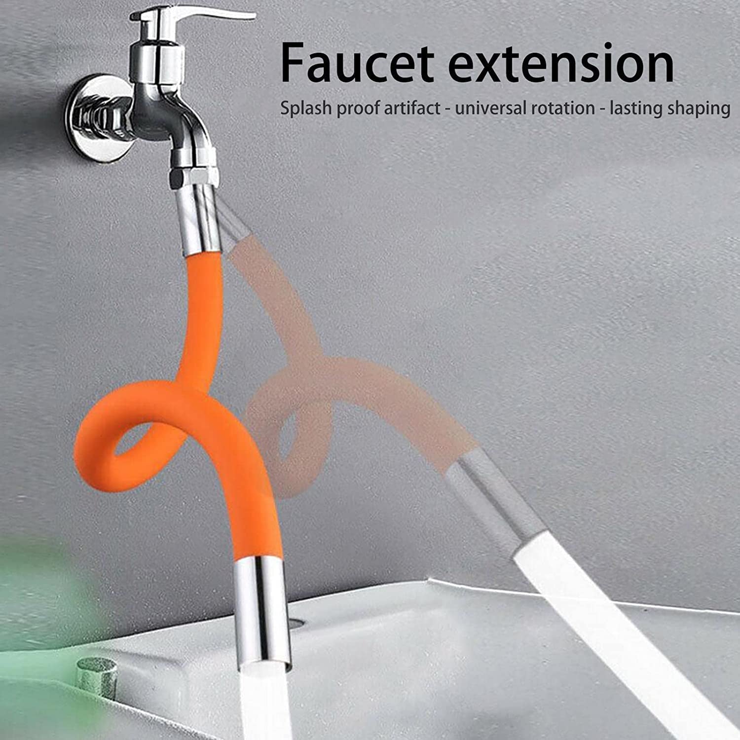 Flexible Water Tap Extender, 360Â° Bending Faucet Extension Tube with Connector (18cm)