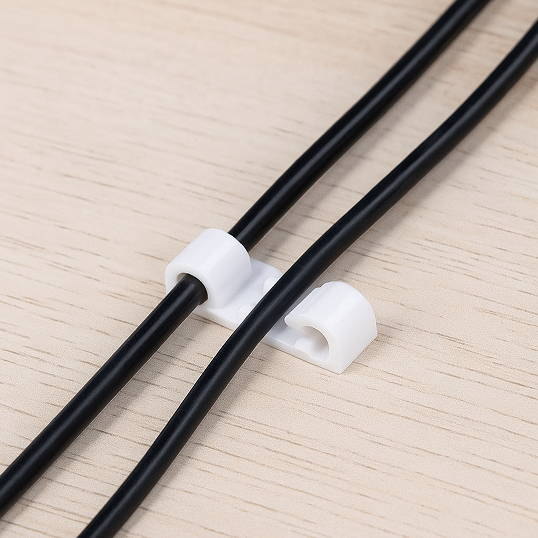 Self-Adhesive Cable Clips â€“ Round Plastic Wire Holder for Cord Management (Pack of 20)