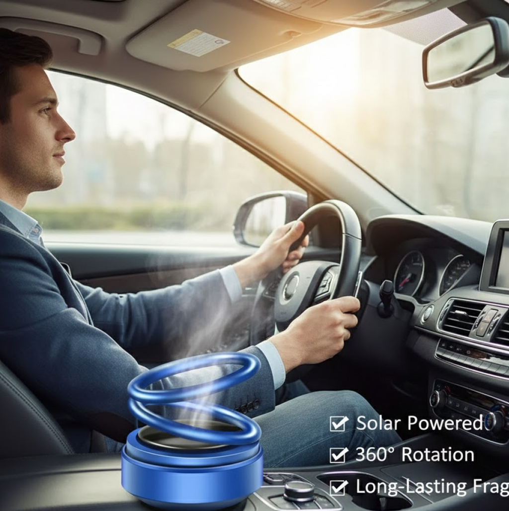 Solar Car Aroma Diffuser 360Â° Rotating Design, Air Freshener for Car, Home, Office