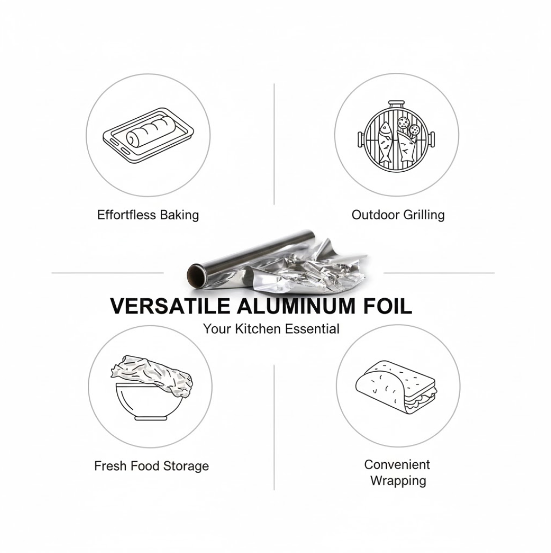 Heavy-Duty Aluminum Foil Roll â€“ Non-Stick, Thick Sheet Baking & (10m x 300mm)