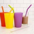 Reusable Silicone Straws Flexible Drinking Straws with Cleaning Brush (7 pc)