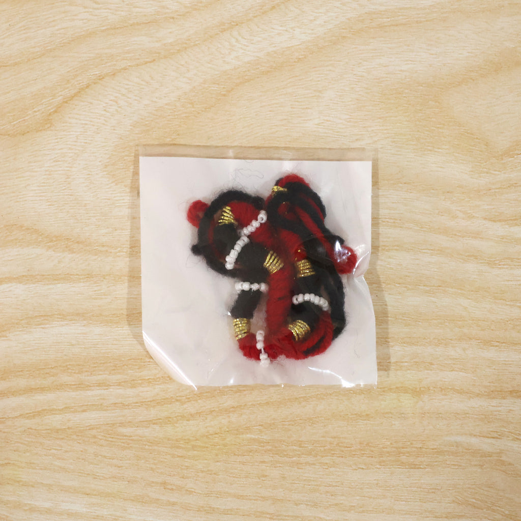 Traditional Handmade Red Black Thread Rakhi For Brother (1 Pc)
