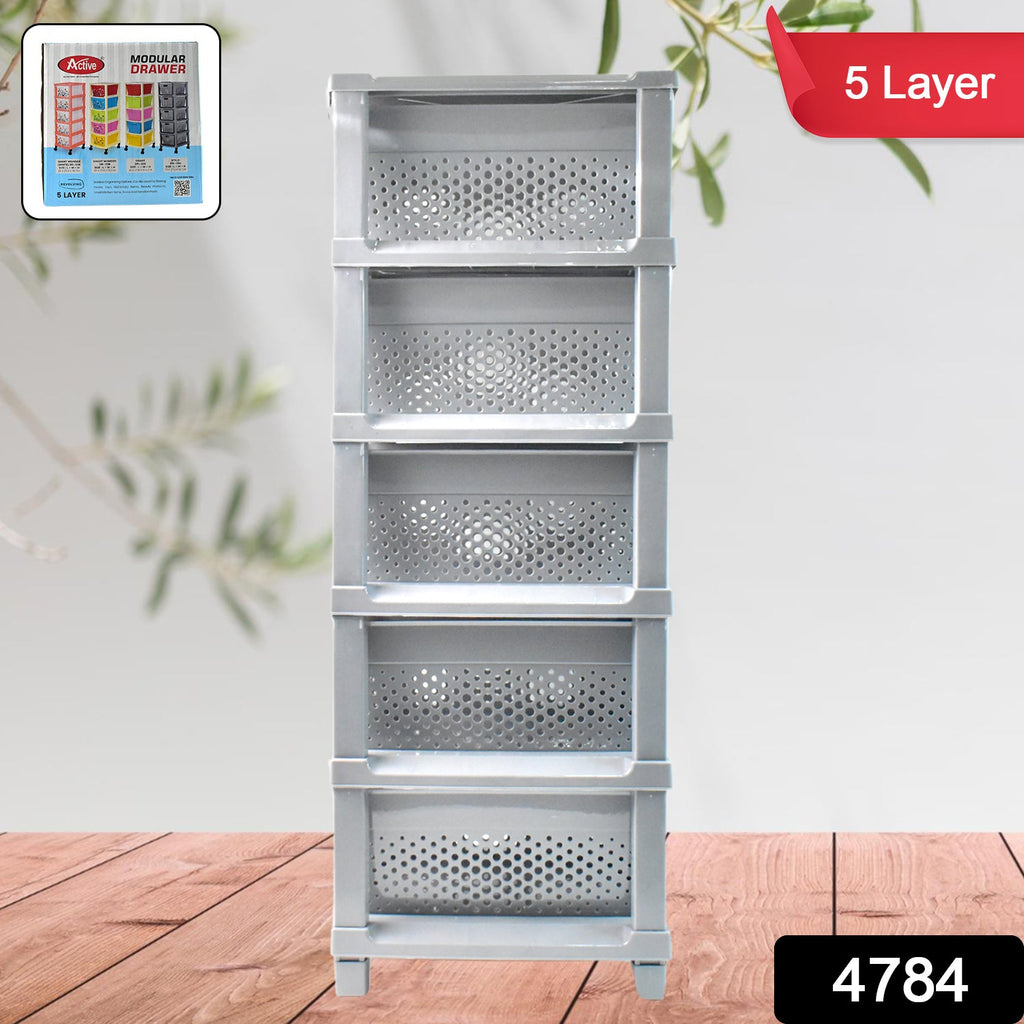 Multi-Purpose Anti-Slip 5 Layer Modular Drawer Storage System (68Ã—33 Cm)