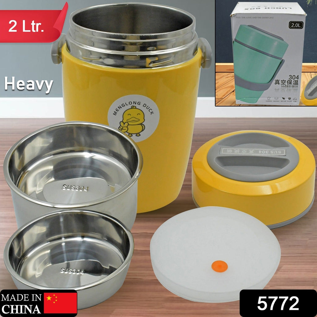 HEAVY LEAK-PROOF STAINLESS STEEL LUNCH BOX/ TIFFIN BOX, 2 COMPARTMENT