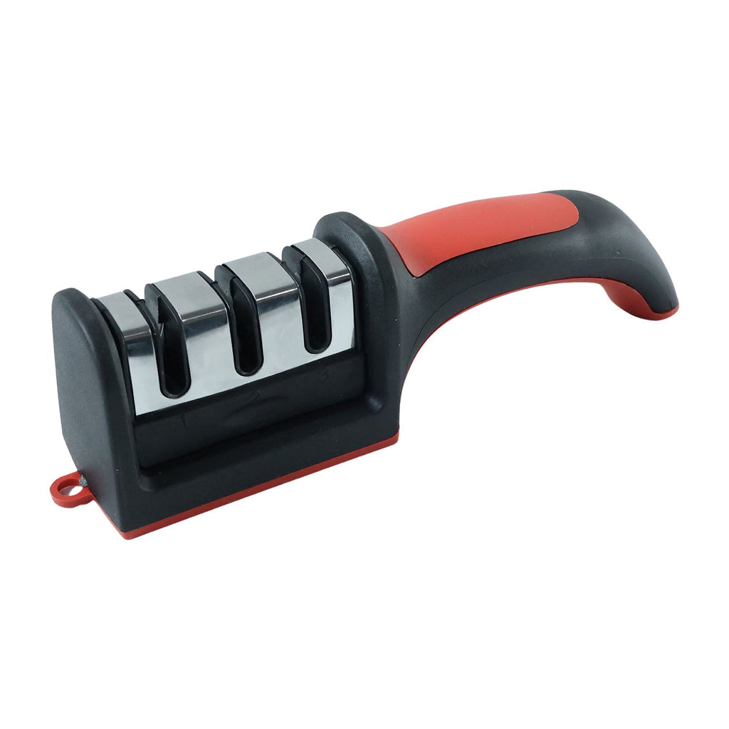Manual Red & Black Knife Sharpener â€“ 3-Stage Tool for Ceramic & Steel Knives