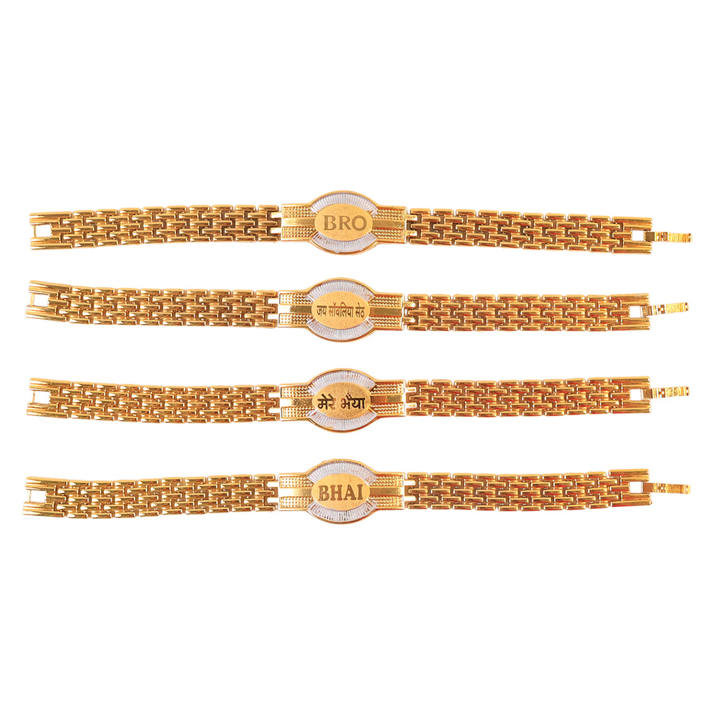 Rakhi Bracelet For Brother Metal Chain Style Rakhi With Mixed Designs (1 Pc)