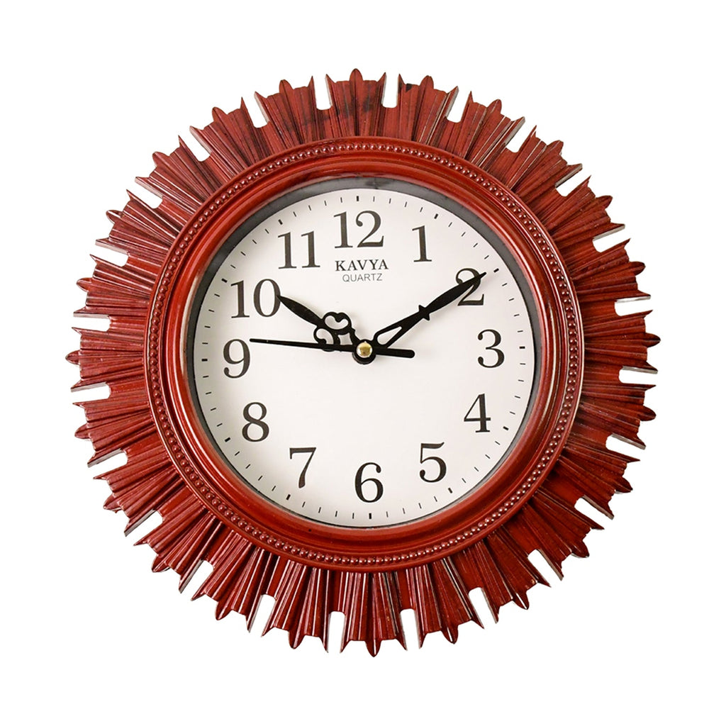 Wooden Look Round Wall Clock â€“ Battery Operated Easy-to-Read Design for Home/Office