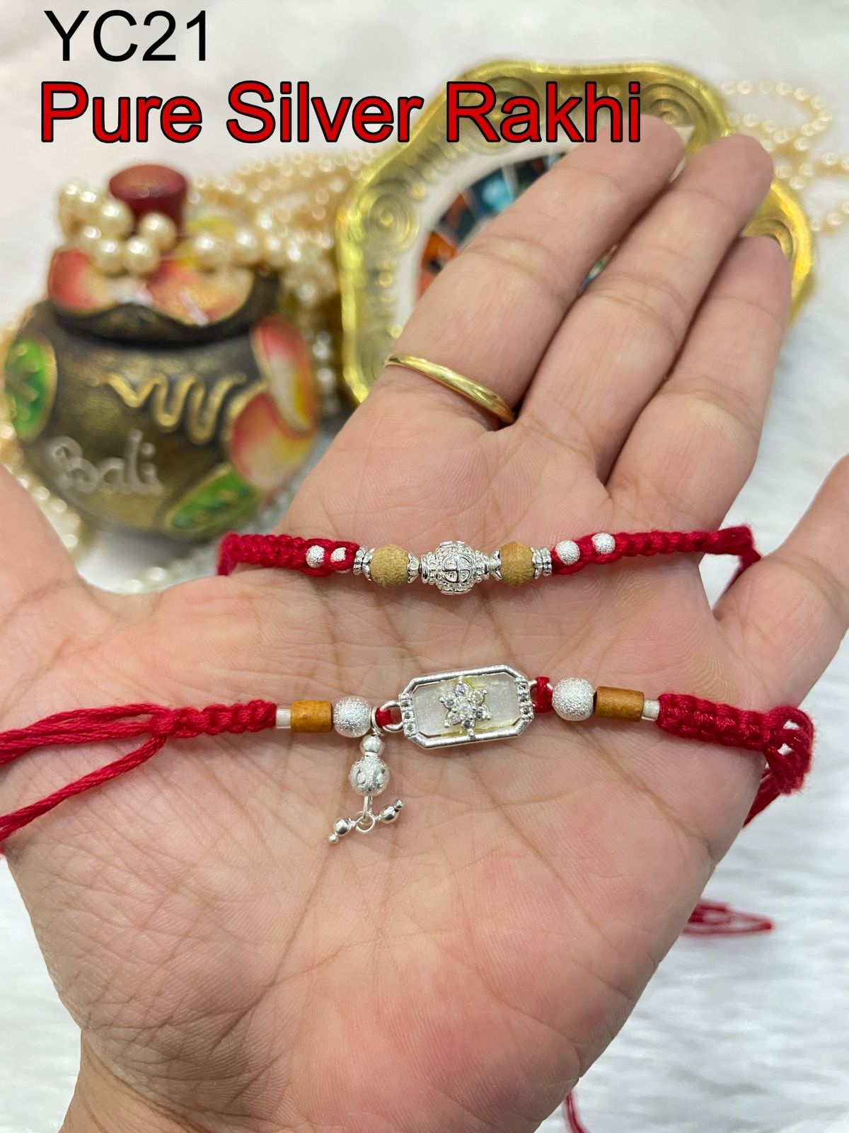 Pure Silver Pair Rakhi