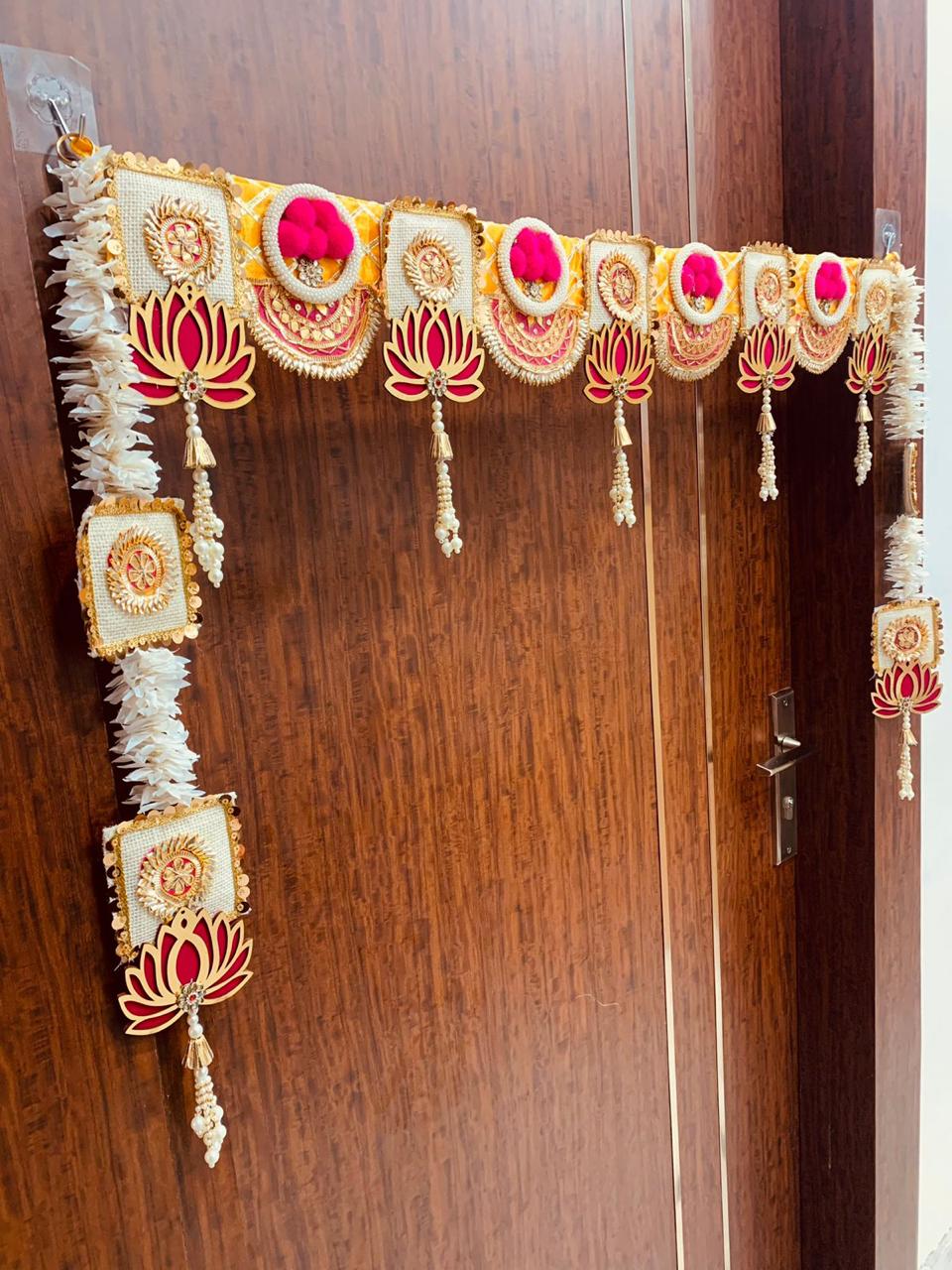 Beautiful lotus toran with both sides hangings