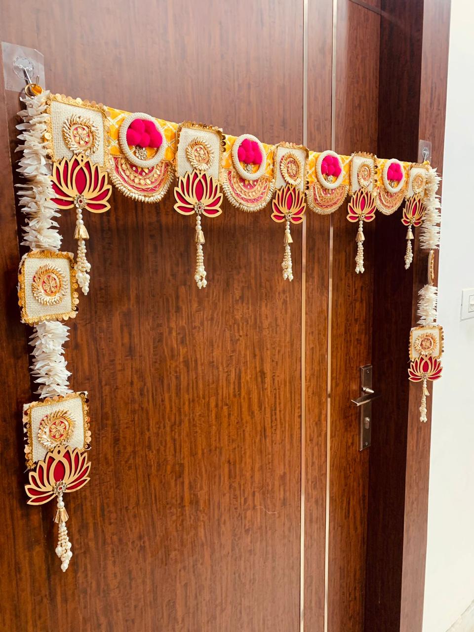 Beautiful lotus toran with both sides hangings