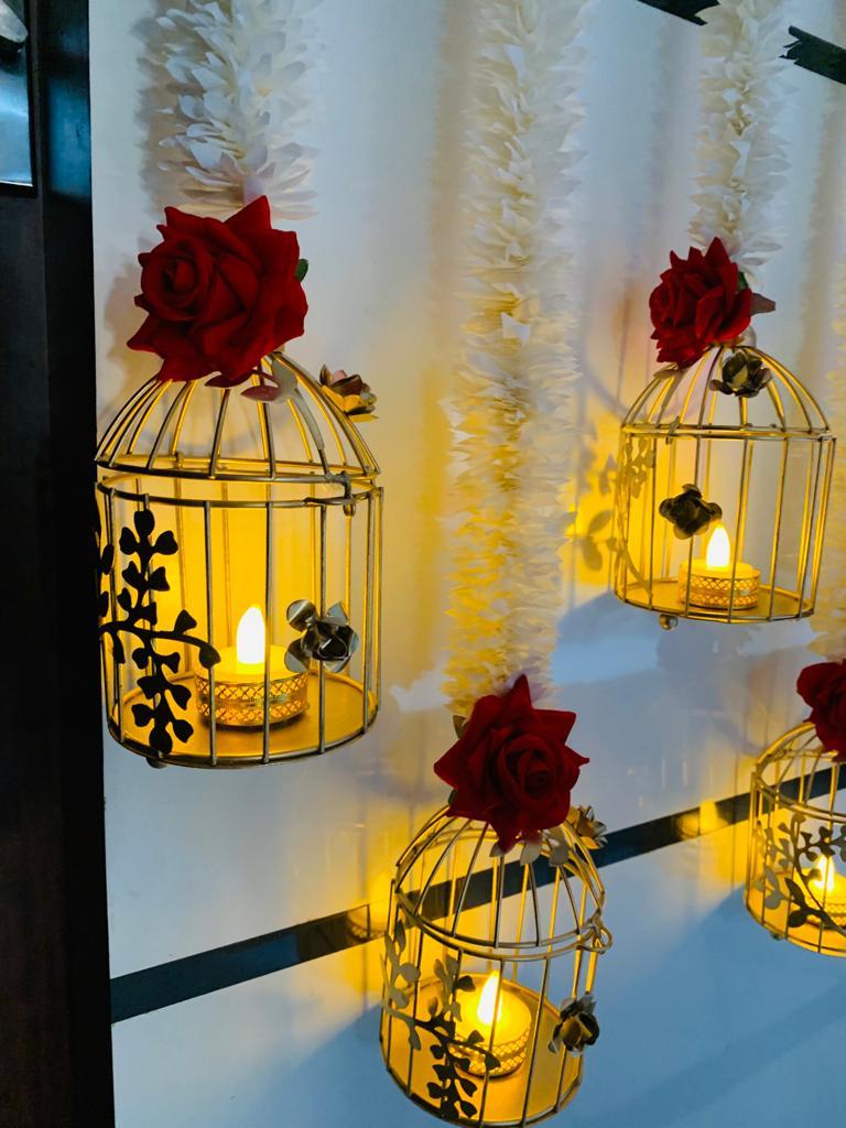 Beautiful gajra metal cage hanging pair