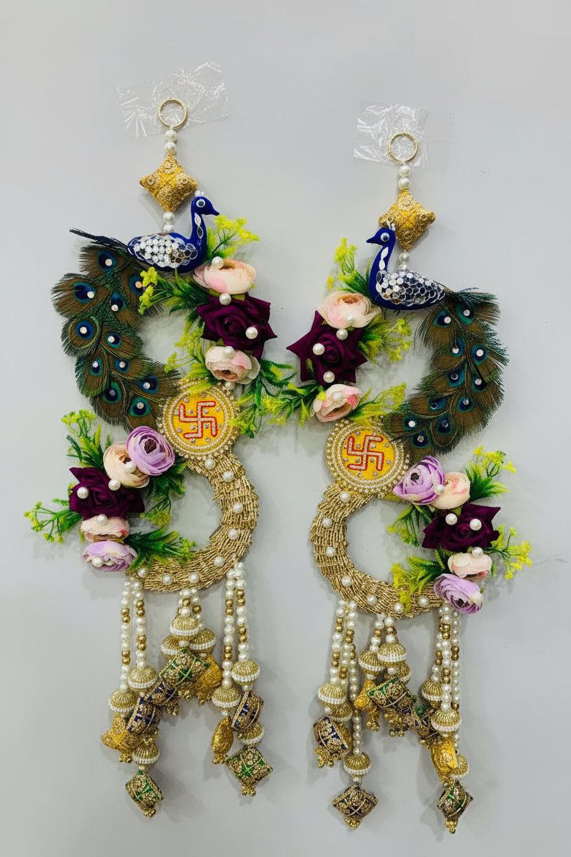 Beautiful peacock based floral hanging pair