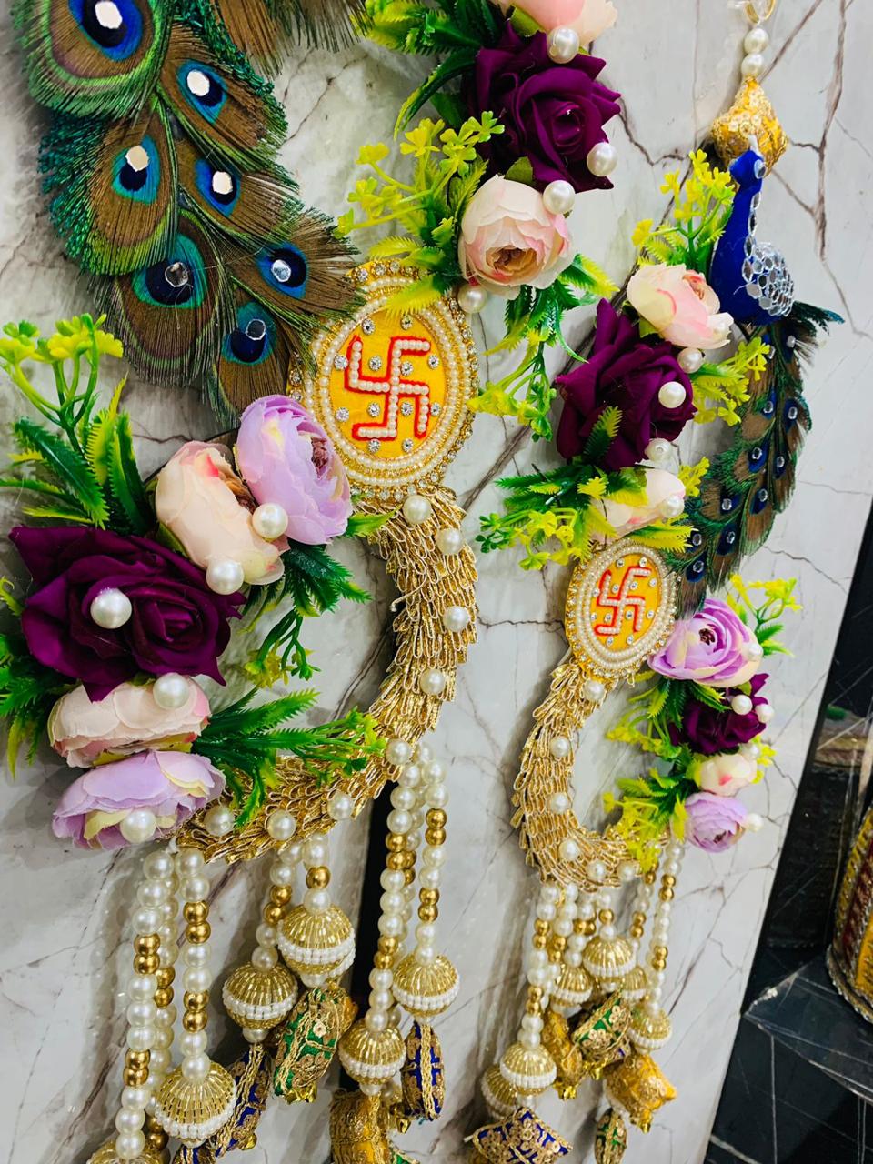 Beautiful peacock based floral hanging pair