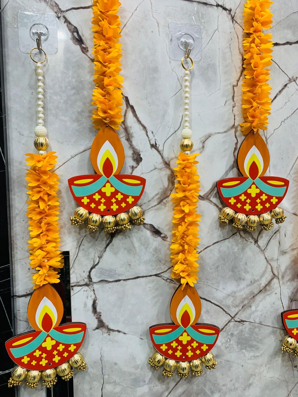 Handcrafted gajra diya hanging pair