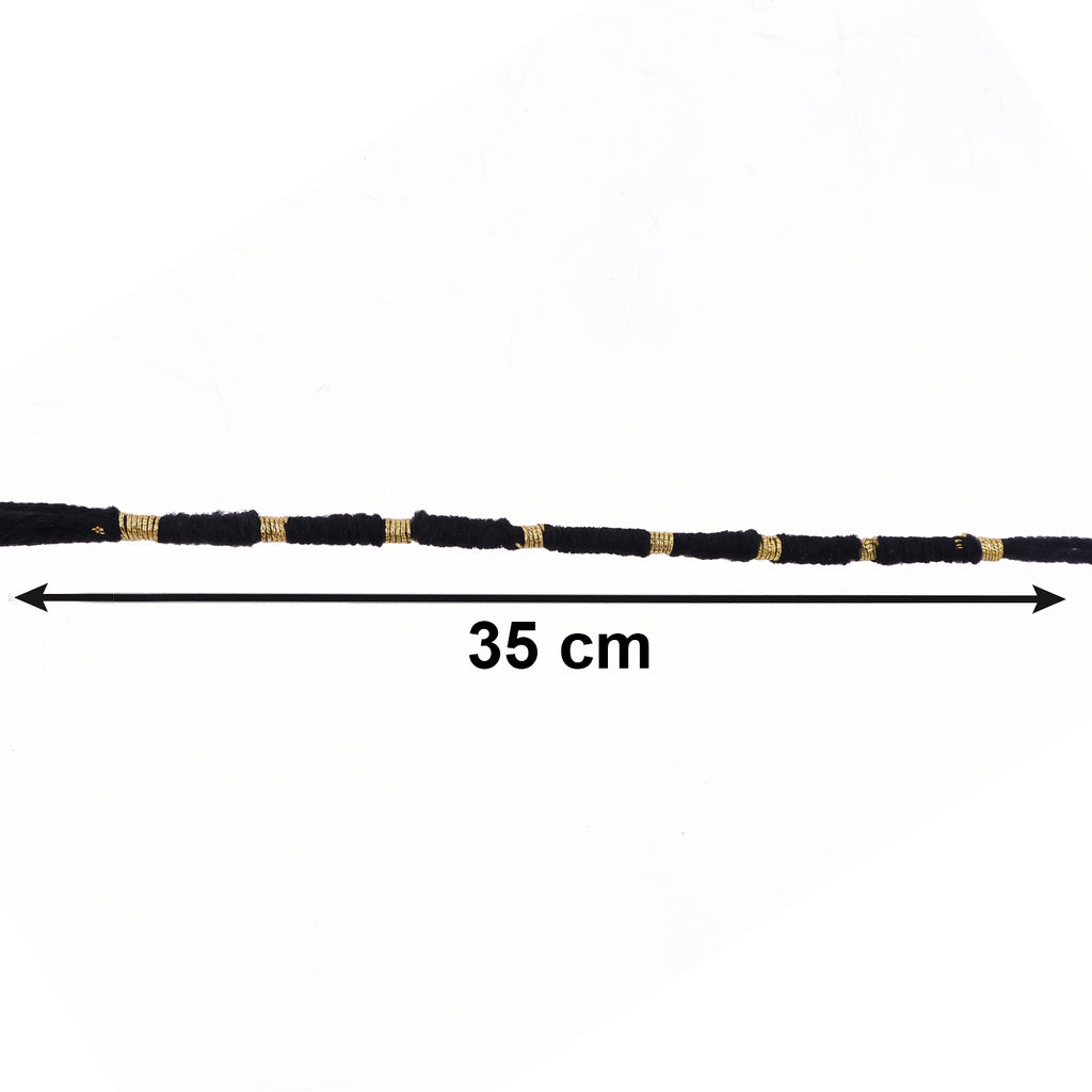 Handmade Black Thread Bracelet Rakhi With Gold Beads (1 Pc)