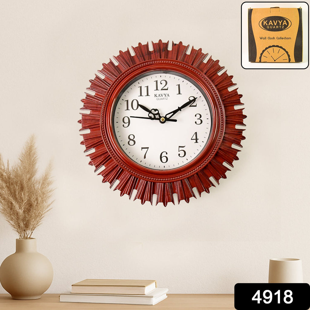 Wooden Look Round Wall Clock â€“ Battery Operated Easy-to-Read Design for Home/Office