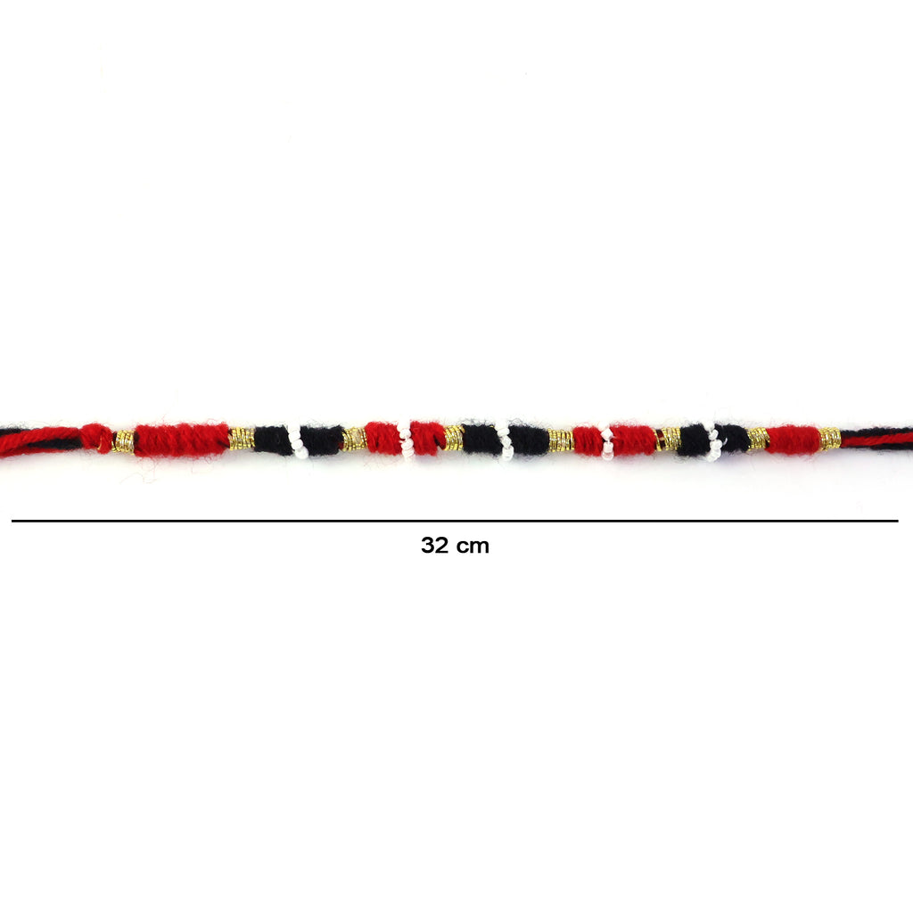 Traditional Handmade Red Black Thread Rakhi For Brother (1 Pc)